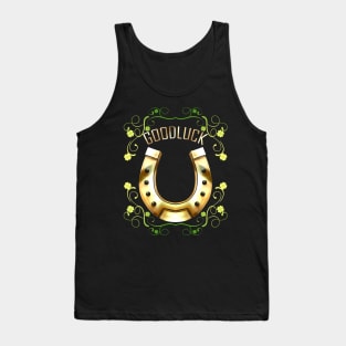 Good Luck With A Golden Horseshoe For Irish St Patricks Day Tank Top